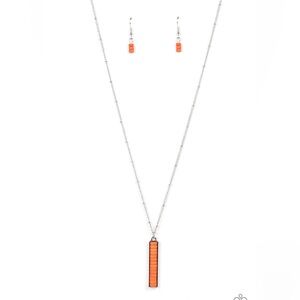 Silver and Orange Pendant Necklace